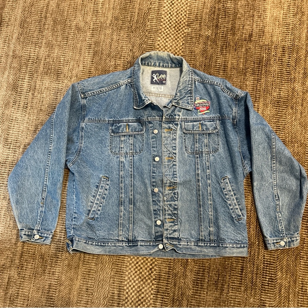 VTG NASCAR Interstate Battery  500/ LEE Sport Jean Denim Jacket Men's Size XXL